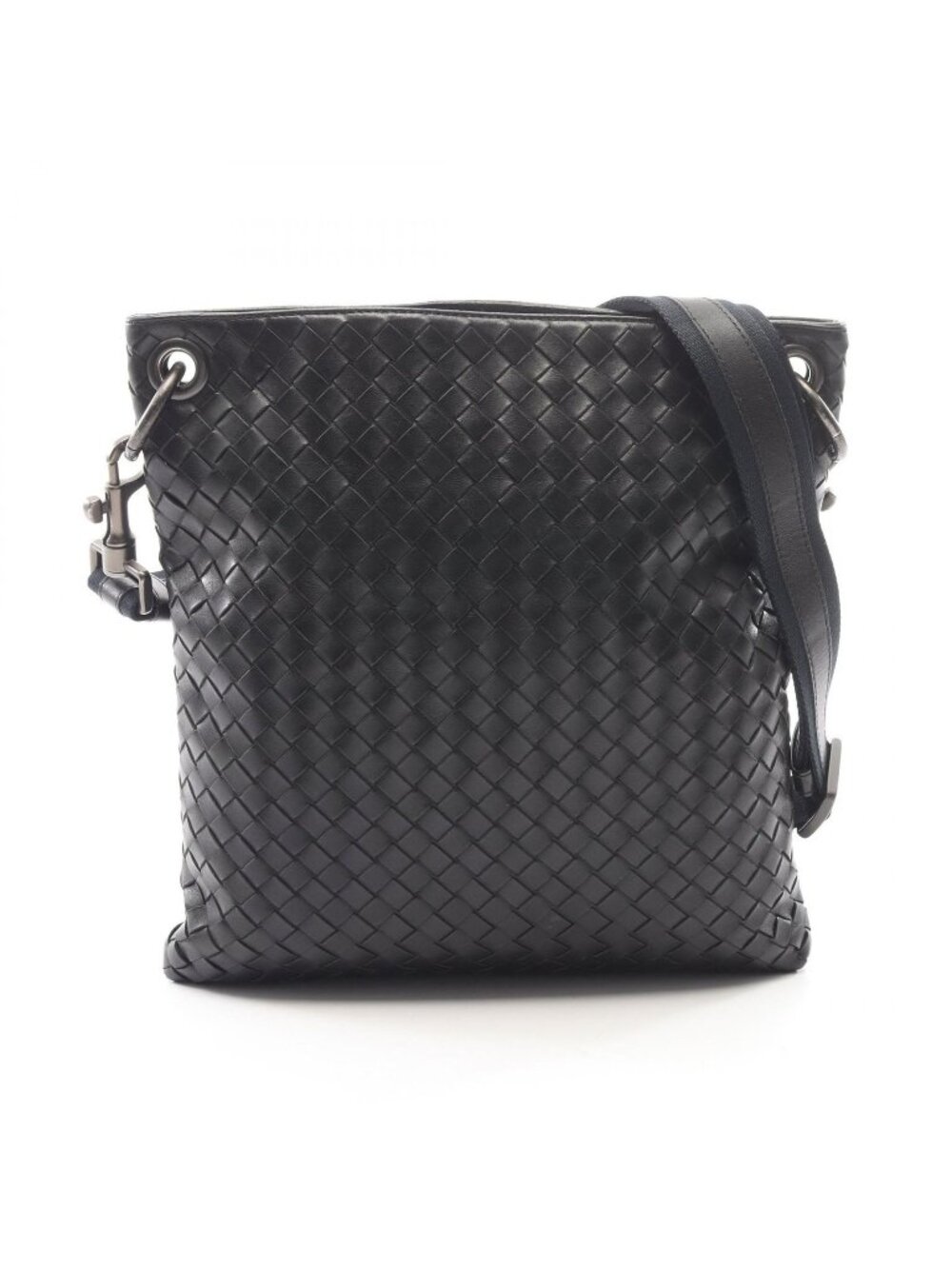 Bottega Veneta Shoulder Bag Intrecciato Black Navy Leather